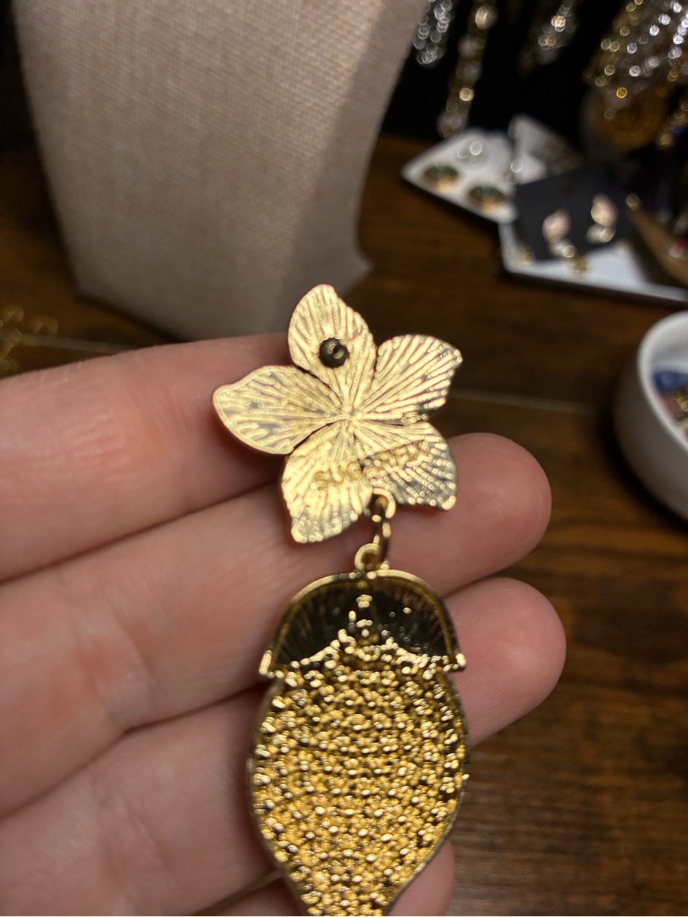 Sugarfix Gold Floral White & Yellow Lemon Drop Statement Earrings - Picture 2 of 2